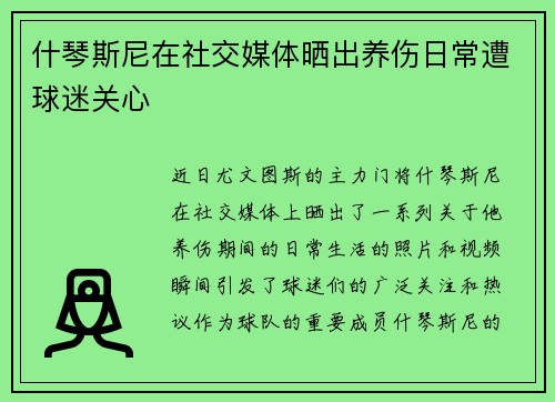 什琴斯尼在社交媒体晒出养伤日常遭球迷关心